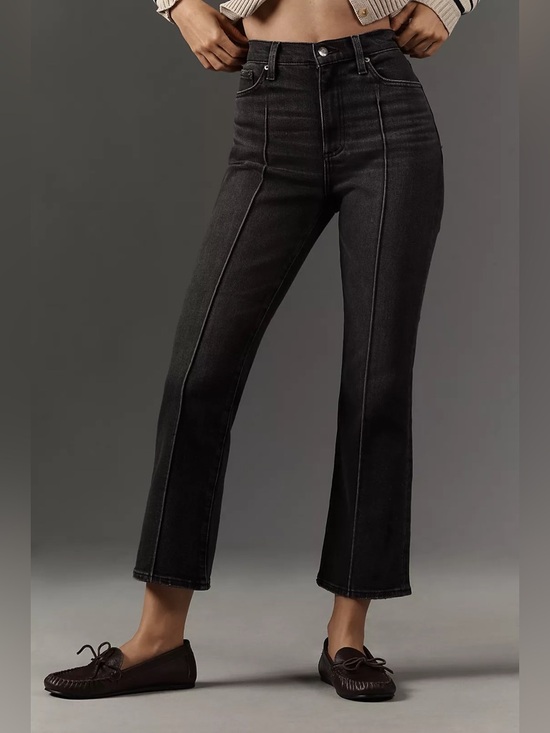 pistola Denim - Pistola Lennon Pintuck High Rise Crop Flare Jeans Black Gray Wash Size 28